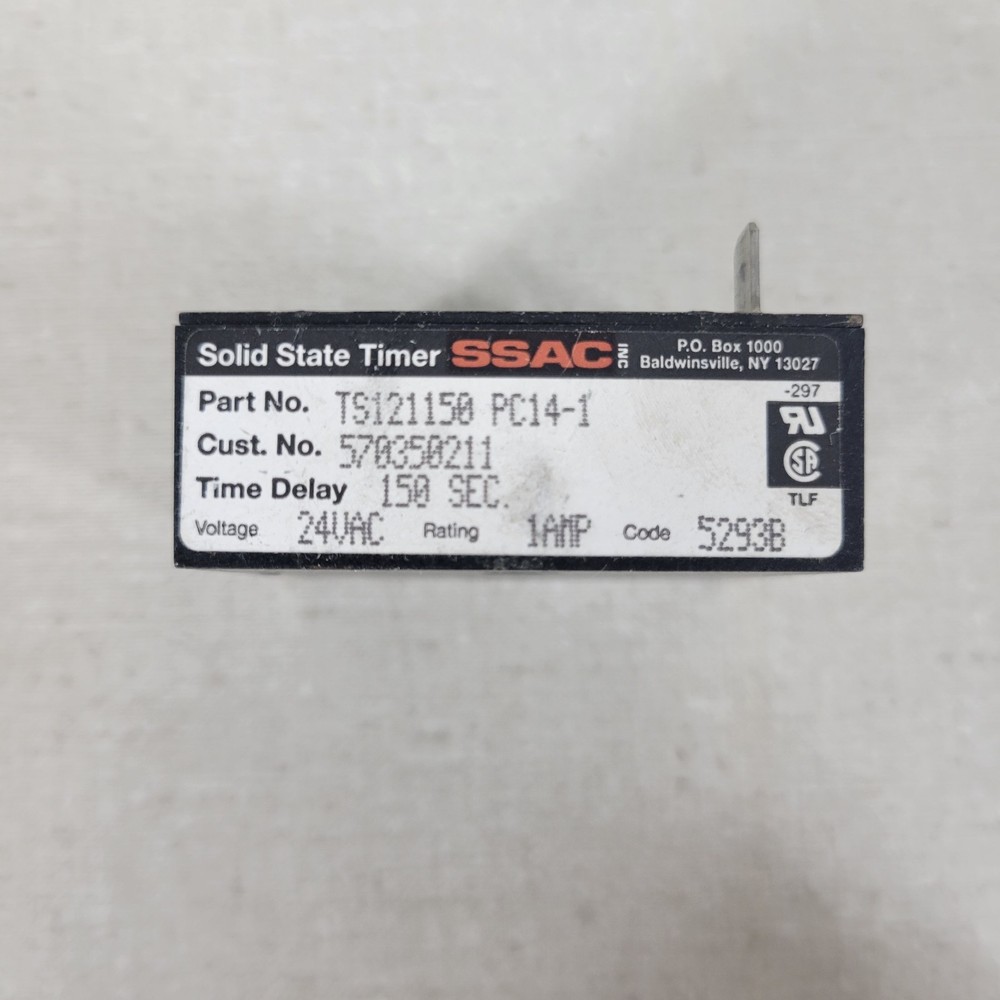 SSAC Incorporated Solid State Timer TS121150 PC14-1 24VAC 1A 150sec