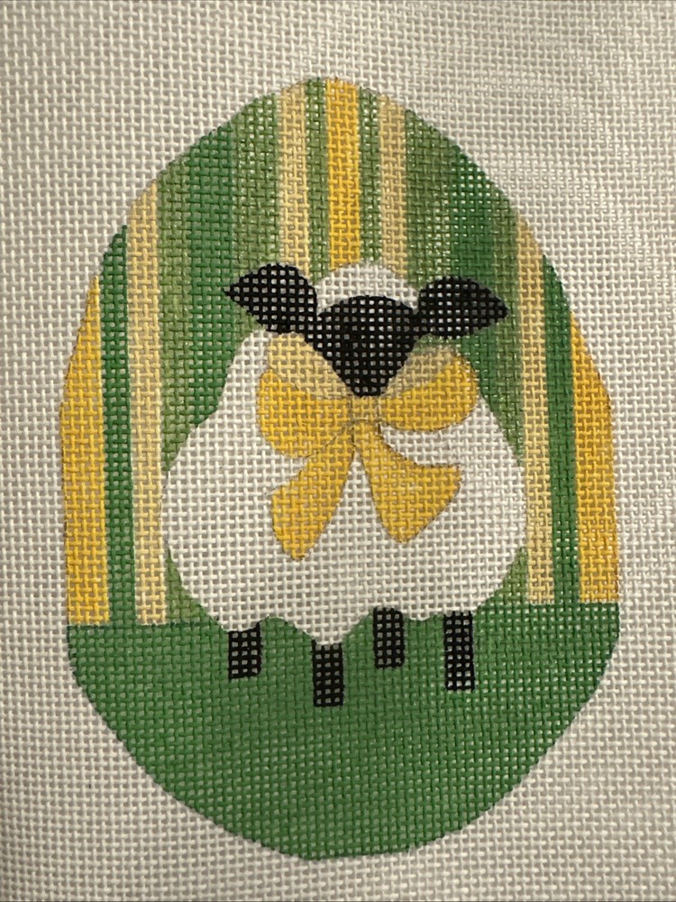 Needlepoint Canvas HEIDI  STANLEY Large Easter Egg Hand Painted Sheep #15