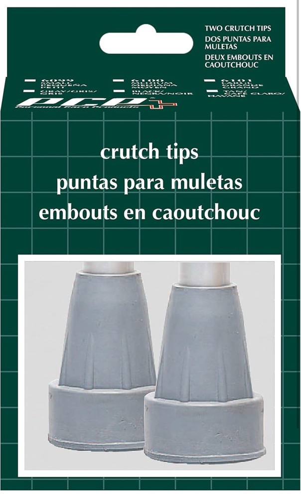 PCP Crutch Tip Replacement, 1 pair, Black, Large
