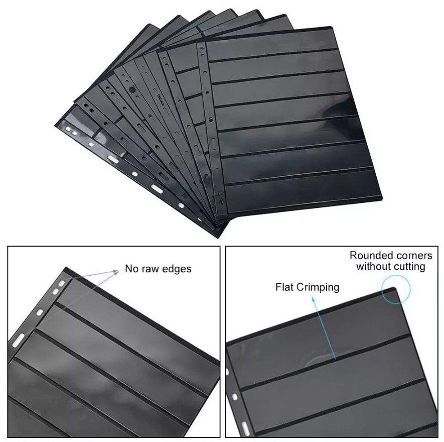 Stamp Pages for 10 Sheet, 7 Rows Stamp Album Binder Pages for Stamp Collectors