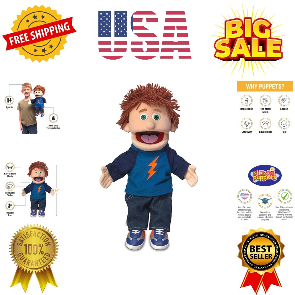 14" Tommy, Peach Boy, Hand Puppet, by