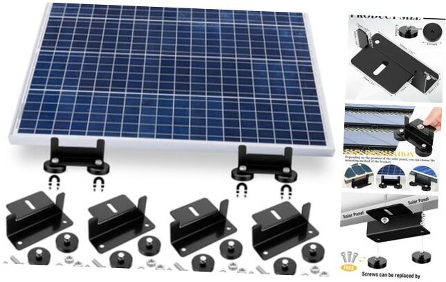 Pack 1200 Lbs No Drill Magnetic Solar Panel Mount Bracket Solar Panel 4 Black