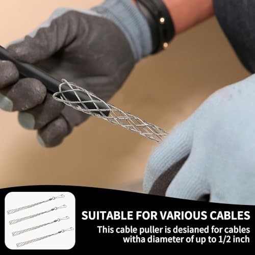 4PCS 1/2" Wire Pulling Grips - Electrical Cable Puller Tool for Heavy & Light Ca