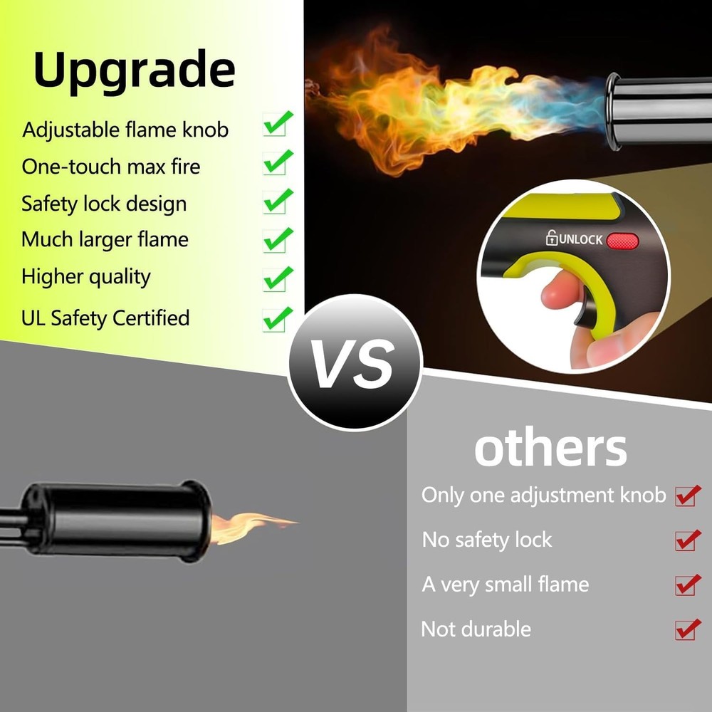 Powerful Propane Torch,Kitchen Cooking Torch With One-Touch Max Fire, Charcoa...