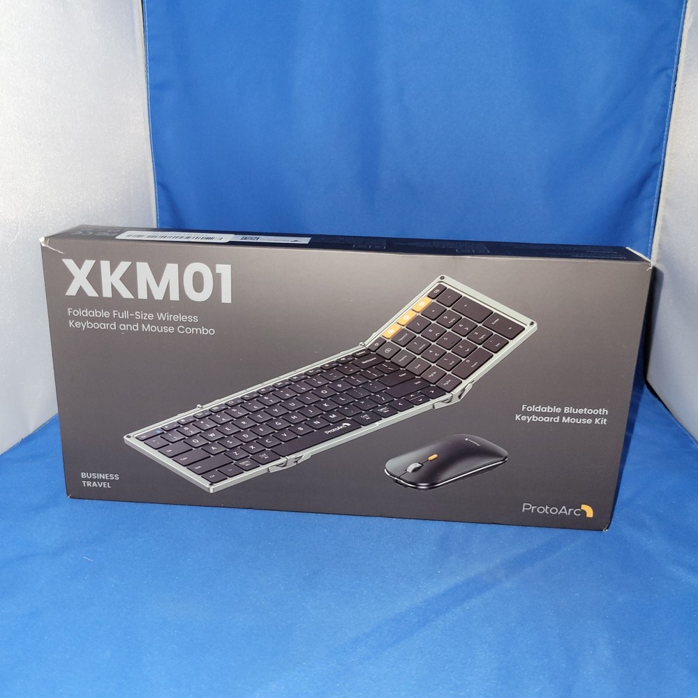 Foldable Keyboard and Mouse, XKM01 Folding Bluetooth Keyboard Mouse Black Gray