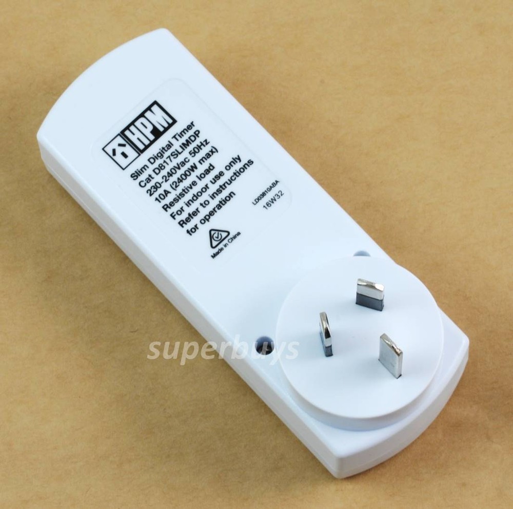 HPM Slim Digital Electrical Powerpoint Power Point Timer with Battery Back-up