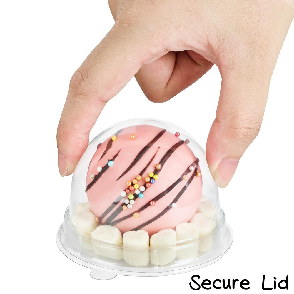 100 Pack Mini Plastic Cupcake Container Muffin Dome Box for Wedding Birthday