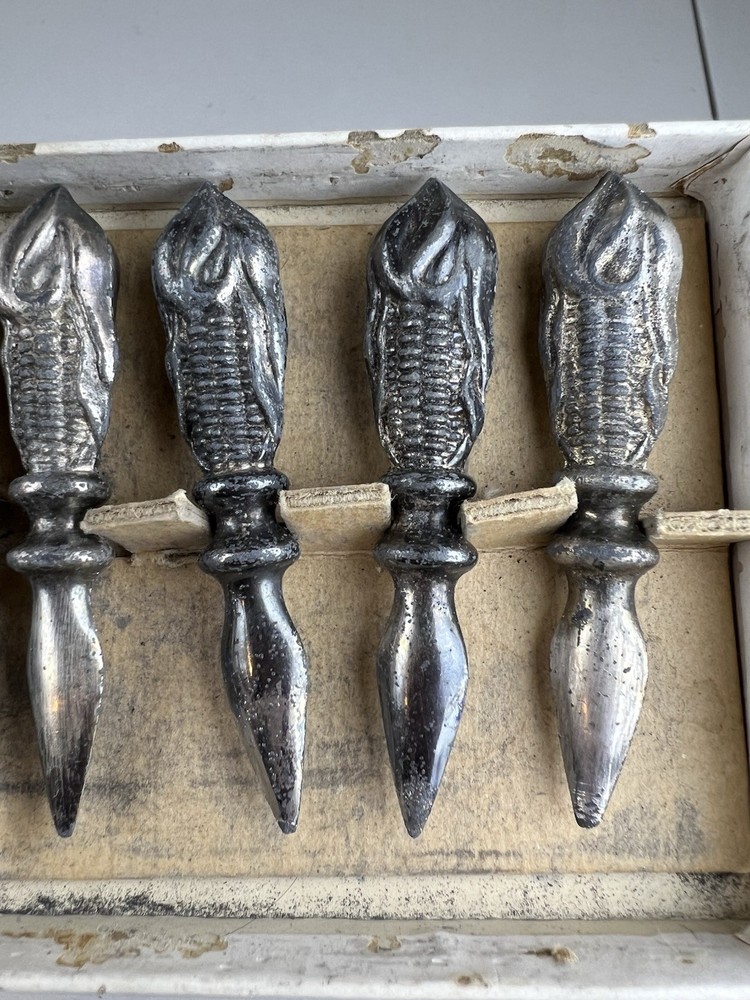 Lot of 8 Vintage Silver Plate Corn Cob Holders