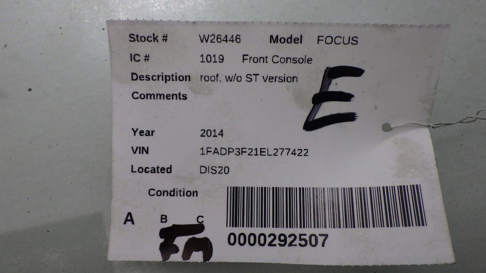 14 FORD FOCUS Front Console roof