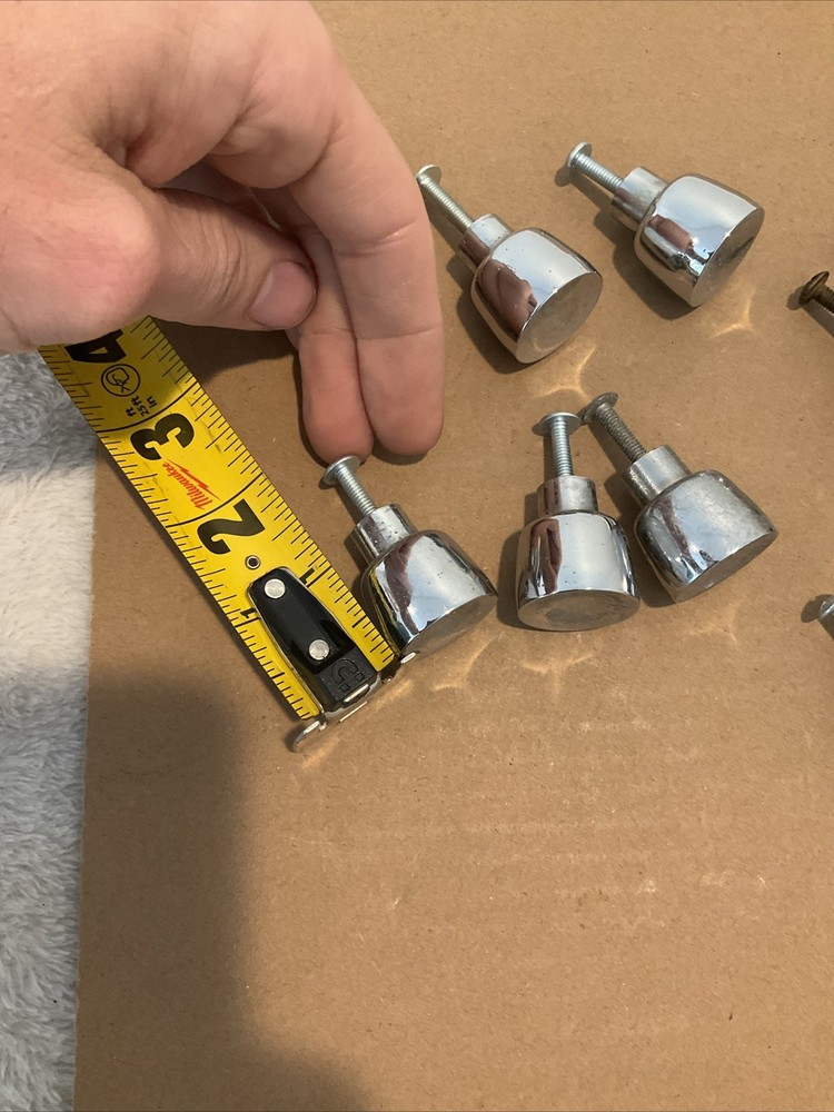 9 Vintage Chrome MCM Knobs / Pulls / Handles - Mid Century