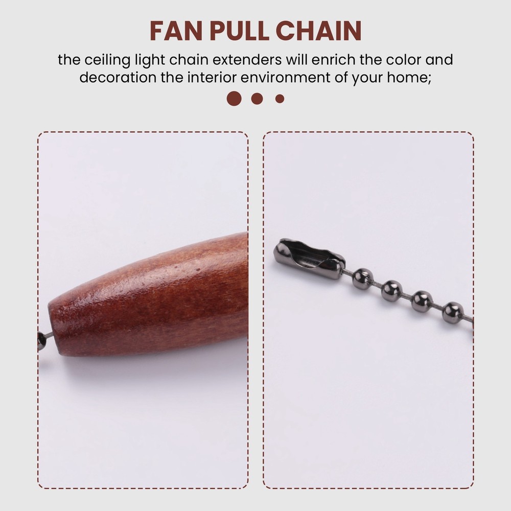 4 Pieces Ceiling Fan Chain Pulls Wooden Pull Chain Extension Pull Chain for4156