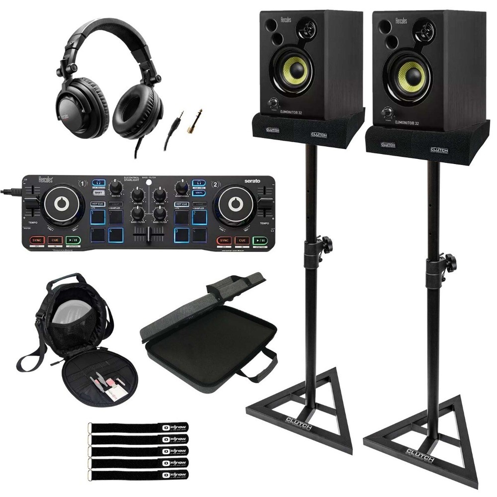Hercules DJStarter Kit Controller and Speakers with Stands & Case Pack