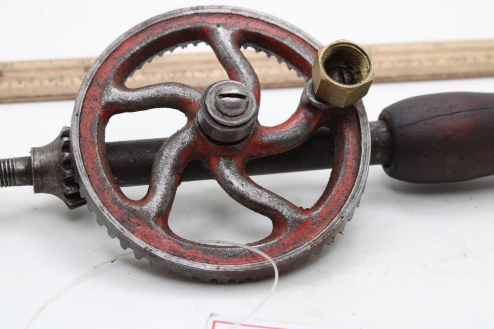Antique 11" Hand Crank Eggbeater Drill Tool Only