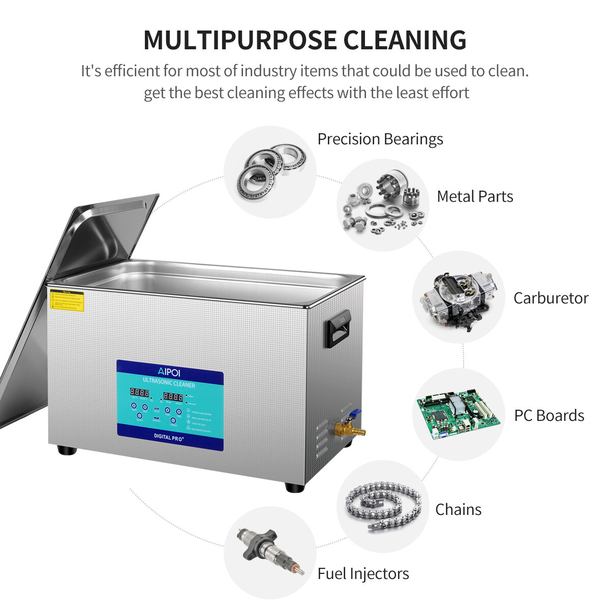 New 30L Ultrasonic Cleaner Stainless Steel Industry Heated Heater w/Timer Basket