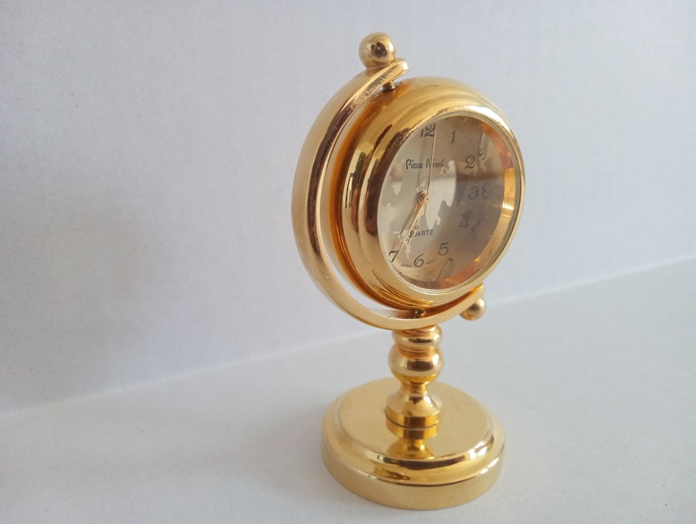 Perini Miniature Brass Clock Globe Collectible