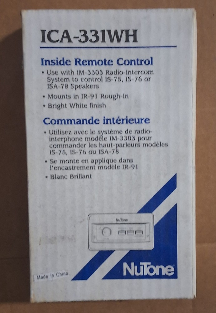 Nutone ICA-331WH Inside Remote Control