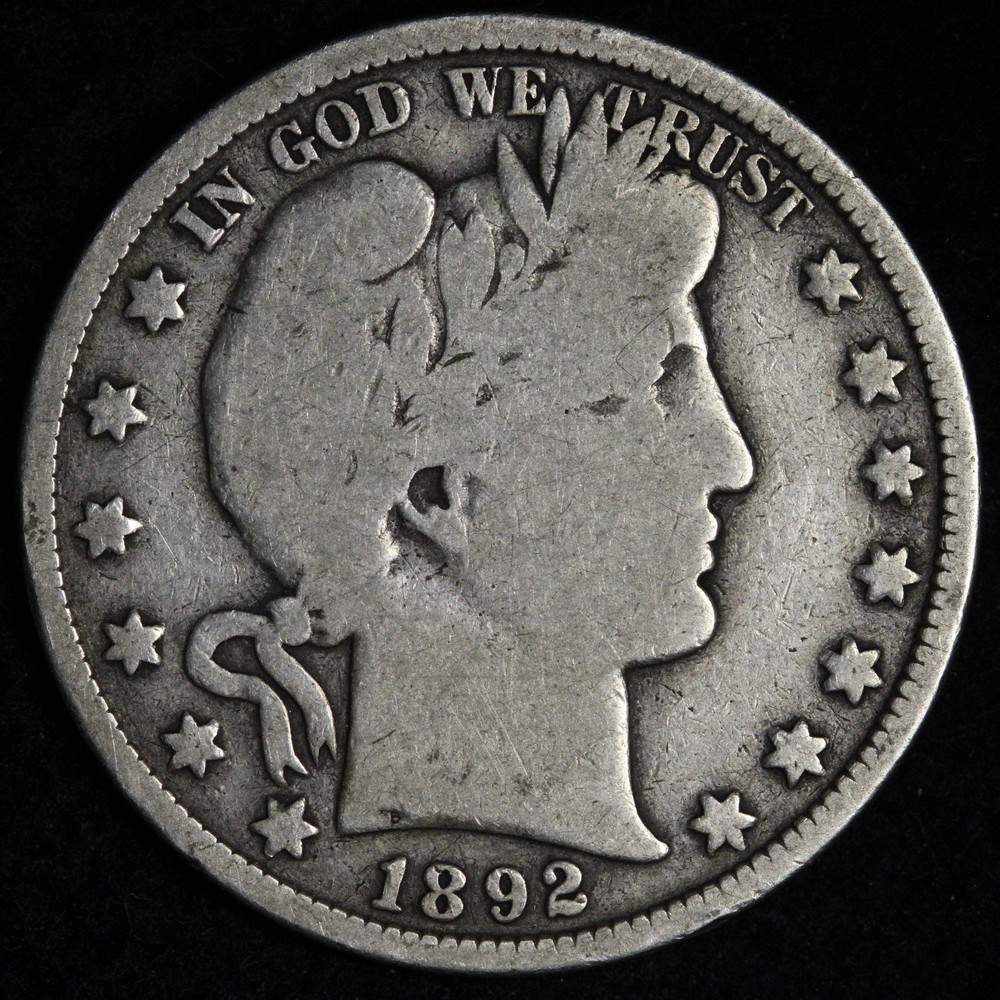 1892 Barber Silver Half Dollar VG E305 GWMM