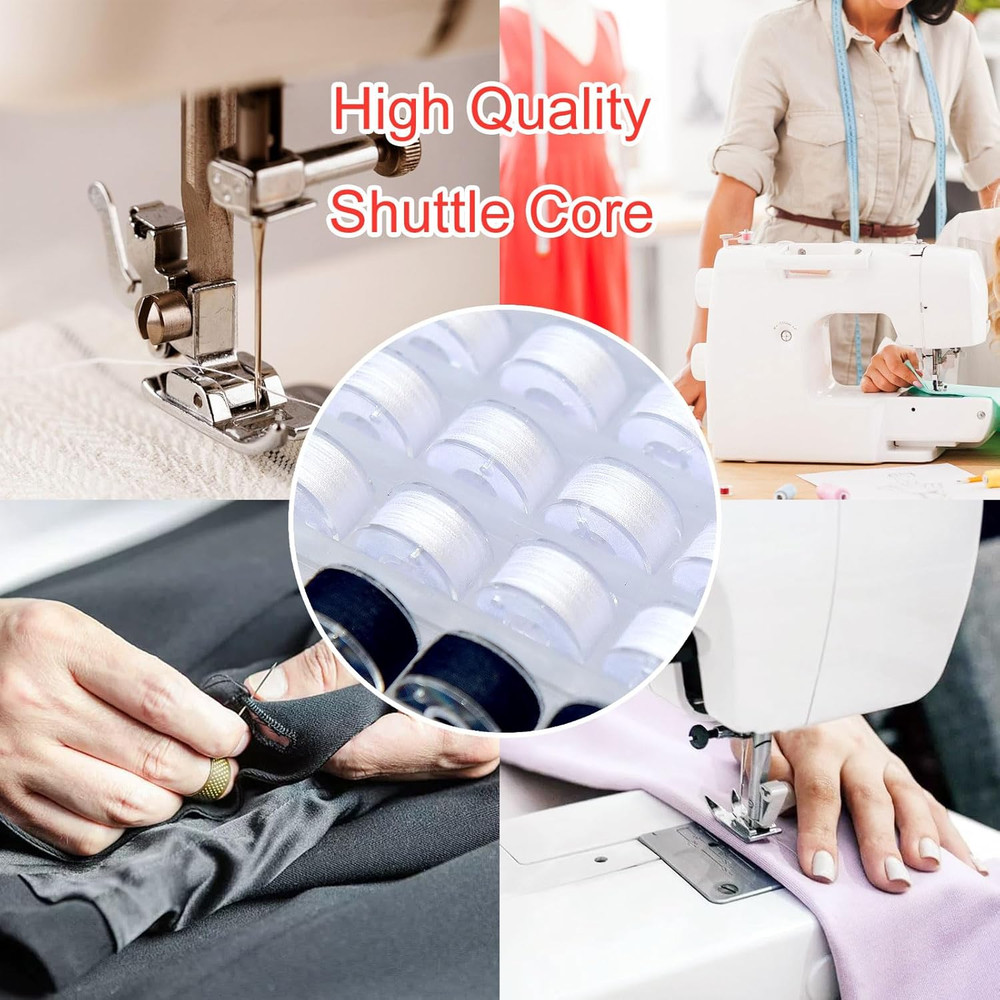 36Pcs Bobbins and Sewing Threads with Plastic Bobbin Case for Multiple Sewing Ma