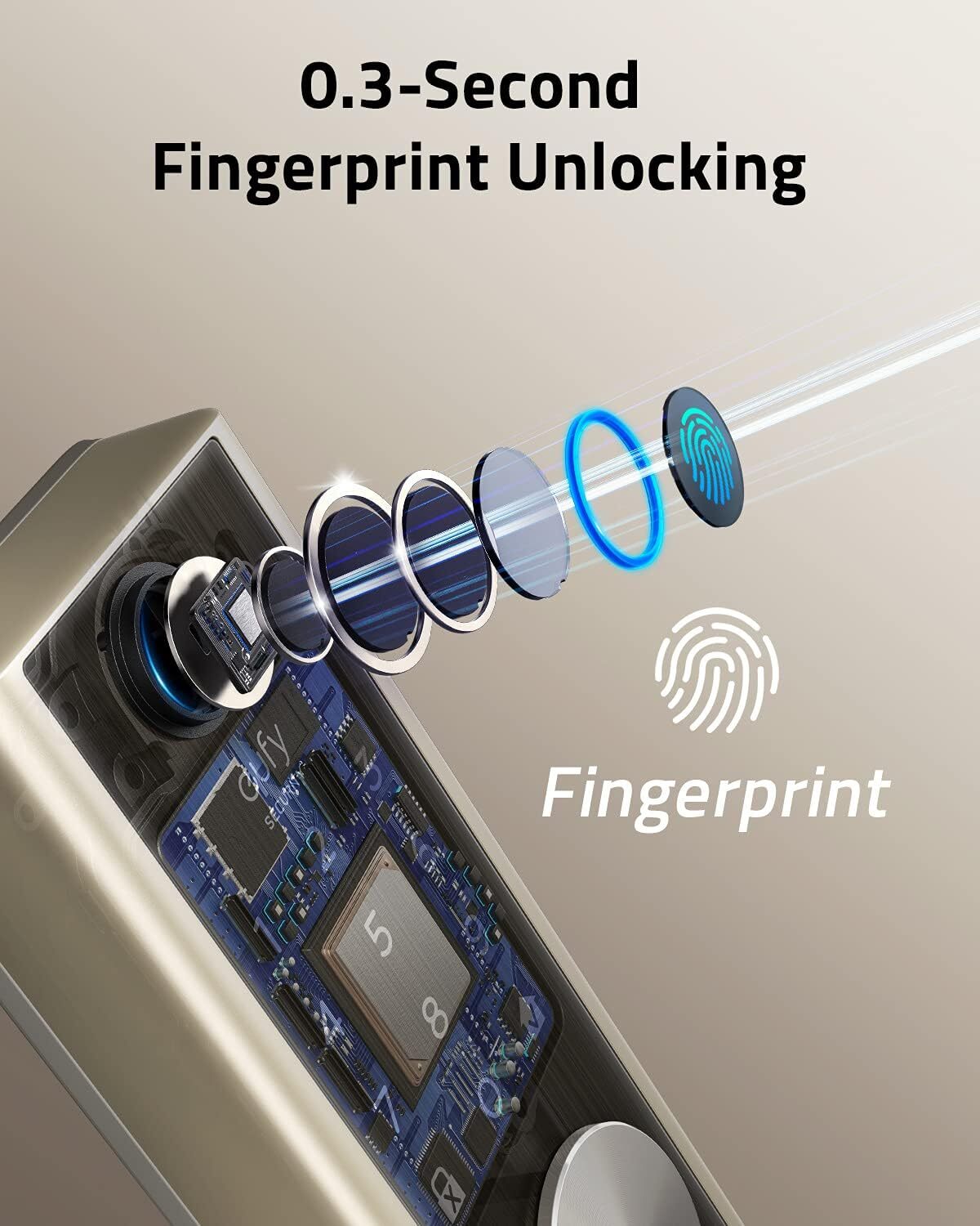 eufy Security Smart Door Lock Touch Fingerprint Keyless Deadbolt w/ Wi-Fi Bridge