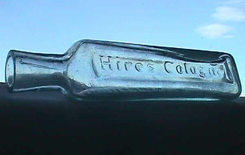 Unique RARE antique CHAS E HIRES unusual TRIANGULAR shaped COLOGNE bottle