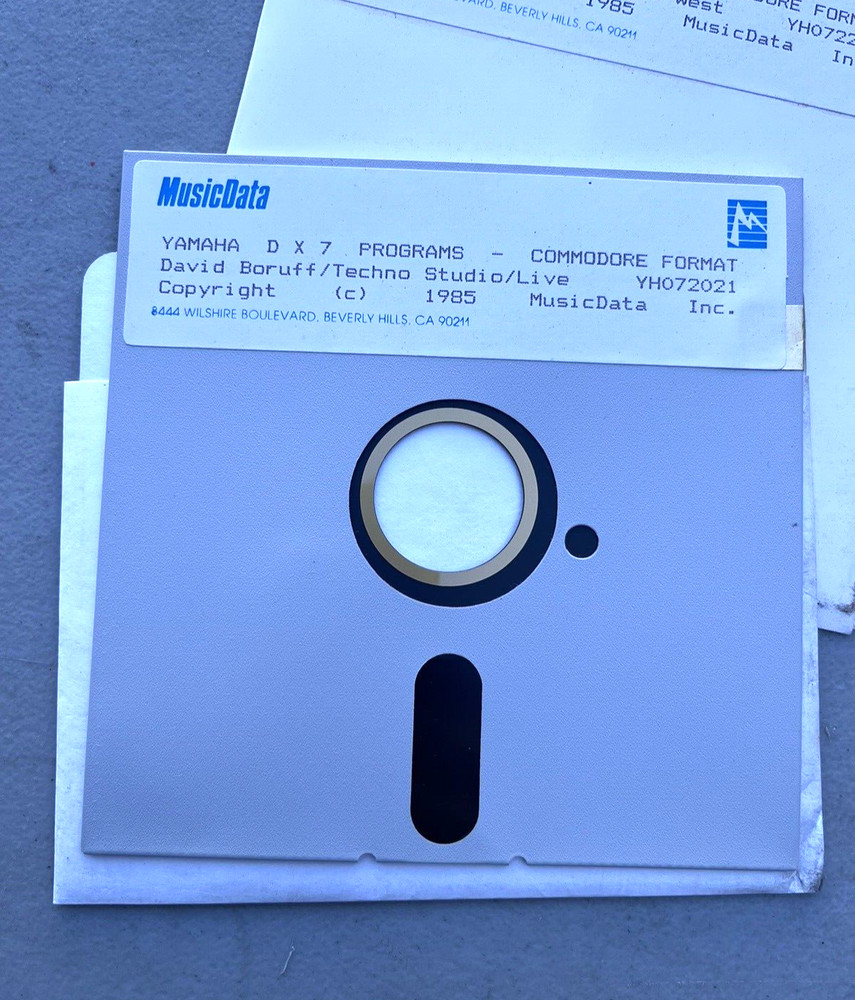 1985 Yamaha DX7 Synthesizer Disk Program Commodore Format David Boruff Techno