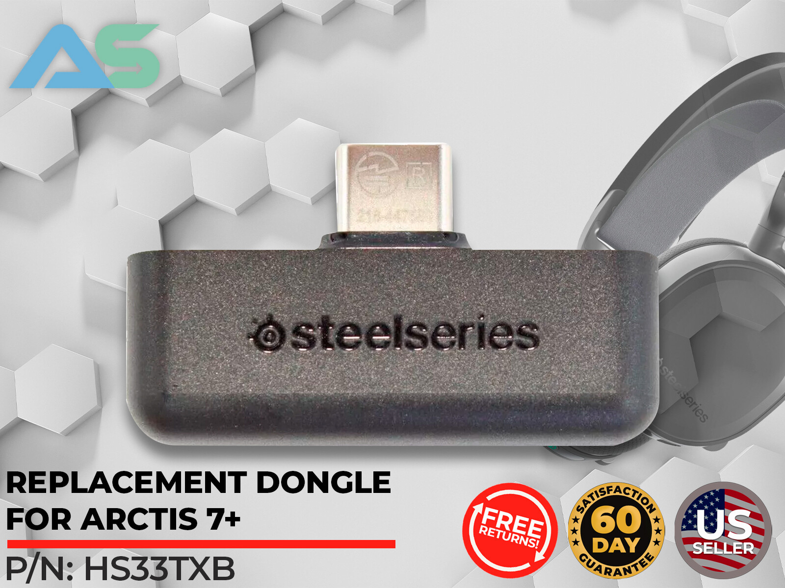Genuine SteelSeries USB Type C Dongle MPN: HS33TXB For SS Arctis 7+ (Plus) 🎧