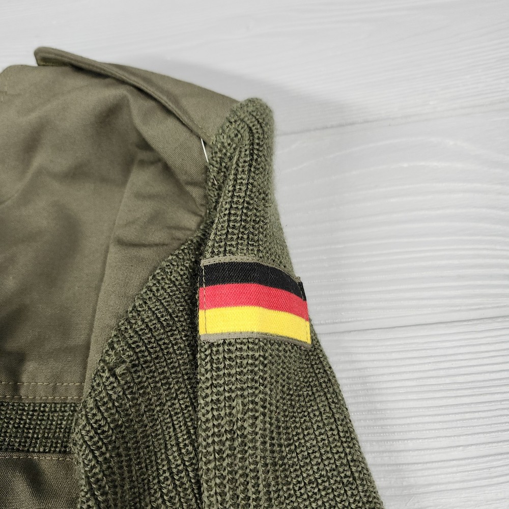 German Military Commando Sweater Pullover Flags Wool Blend H50 Size L Distressed