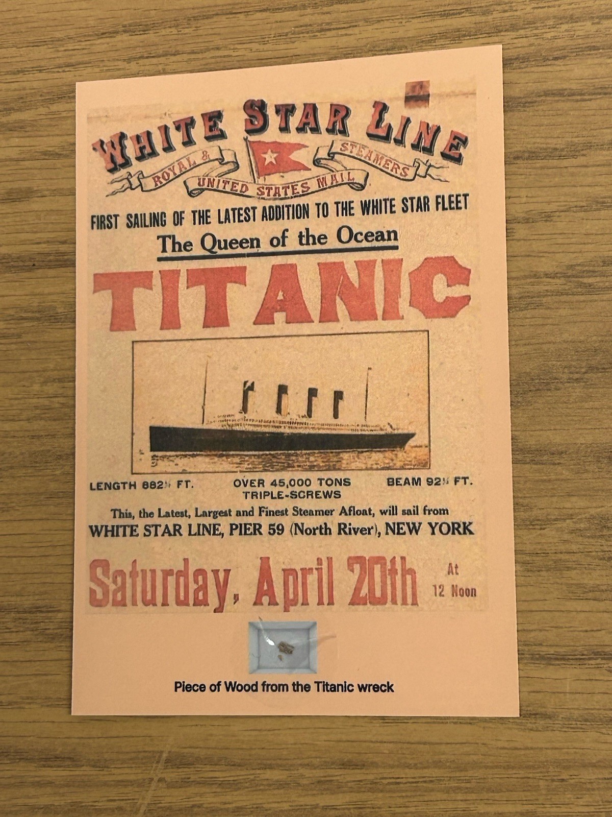 Titanic Wood Relic Photo Display Authentic Historical History