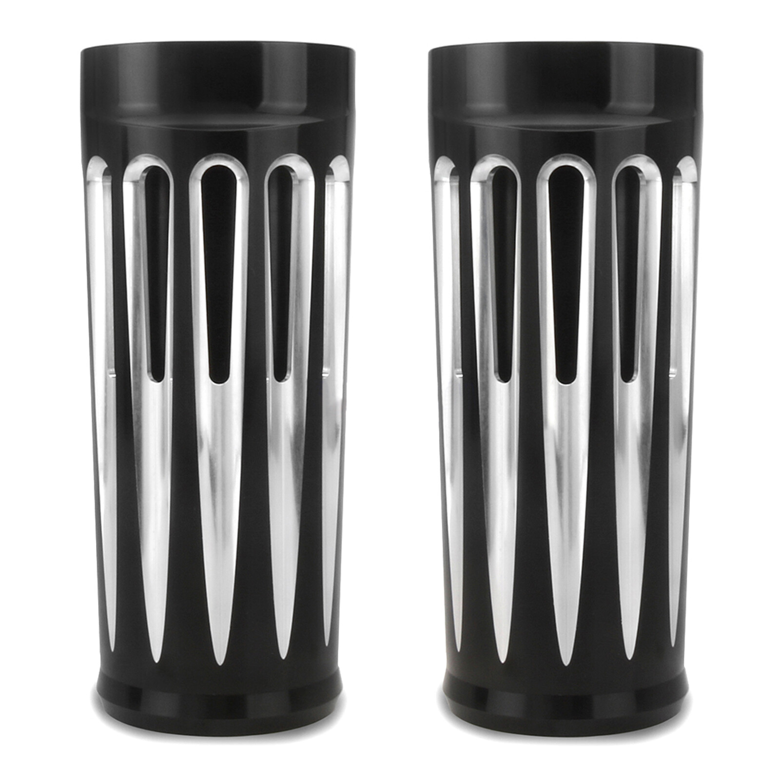 2" Extend Aluminum CNC Cut Black Fork Boots Cover For Harley Touring Road King