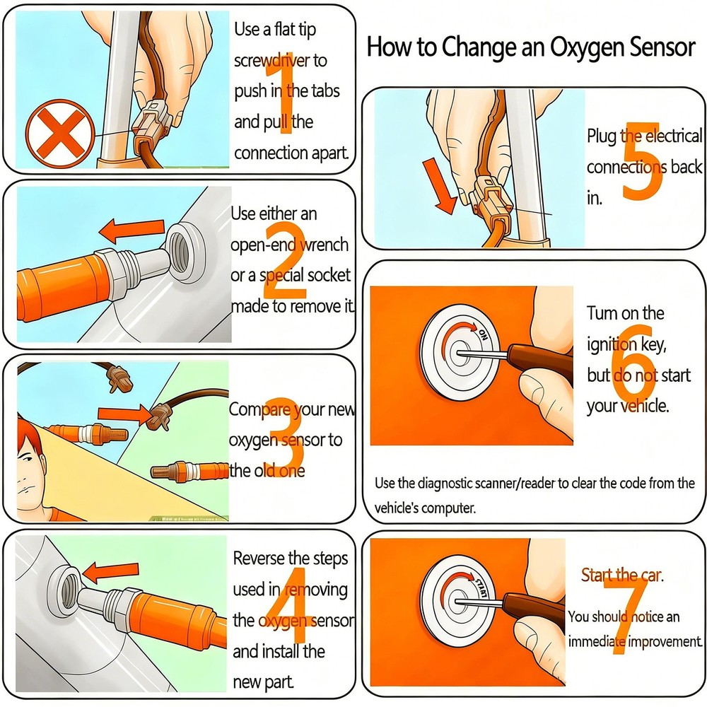 4X Oxygen Sensor Compatible with 1999-2011 Ford E450 Super Duty Up+Downstream