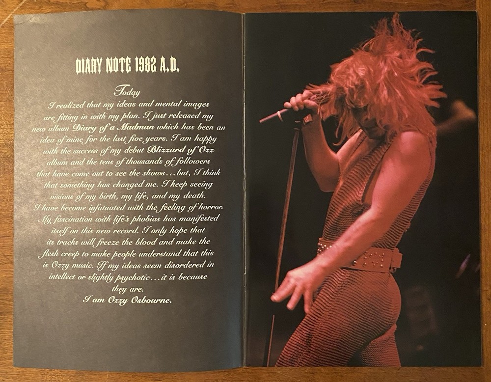 OZZY OSBOURNE Diary Of A Madman 1981-82 US Tour CONCERT PROGRAM Randy Rhoads