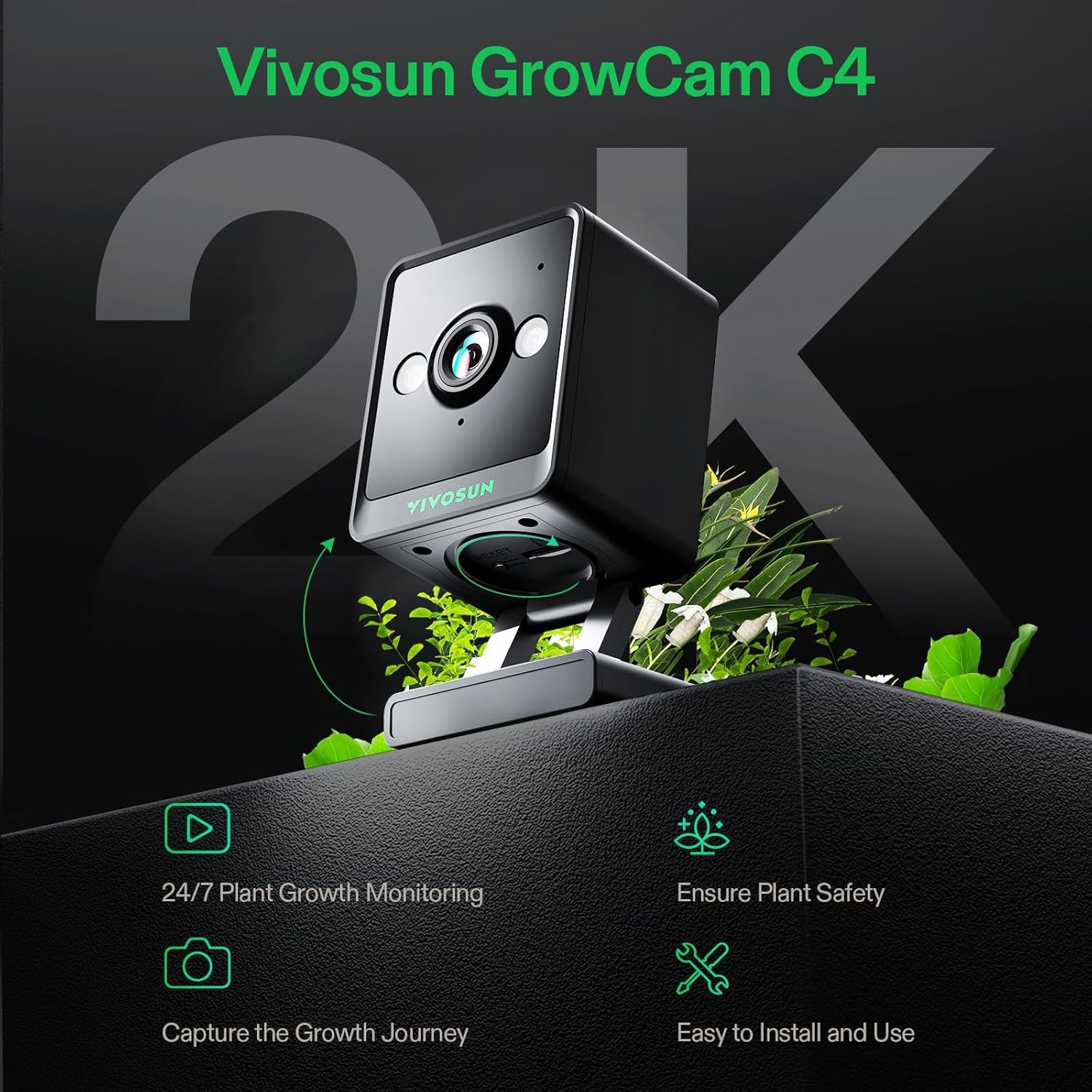 VIVOSUN GrowCam C4 2K QHD WiFi Smart Camera for Grow Tent & VGrow Smart Grow Box