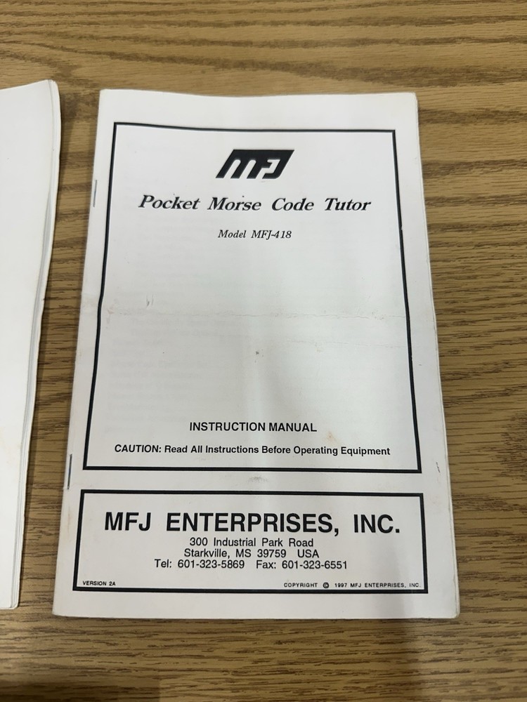MFJ Pocket Morse Code Tutor W/ Manuals. Untested.