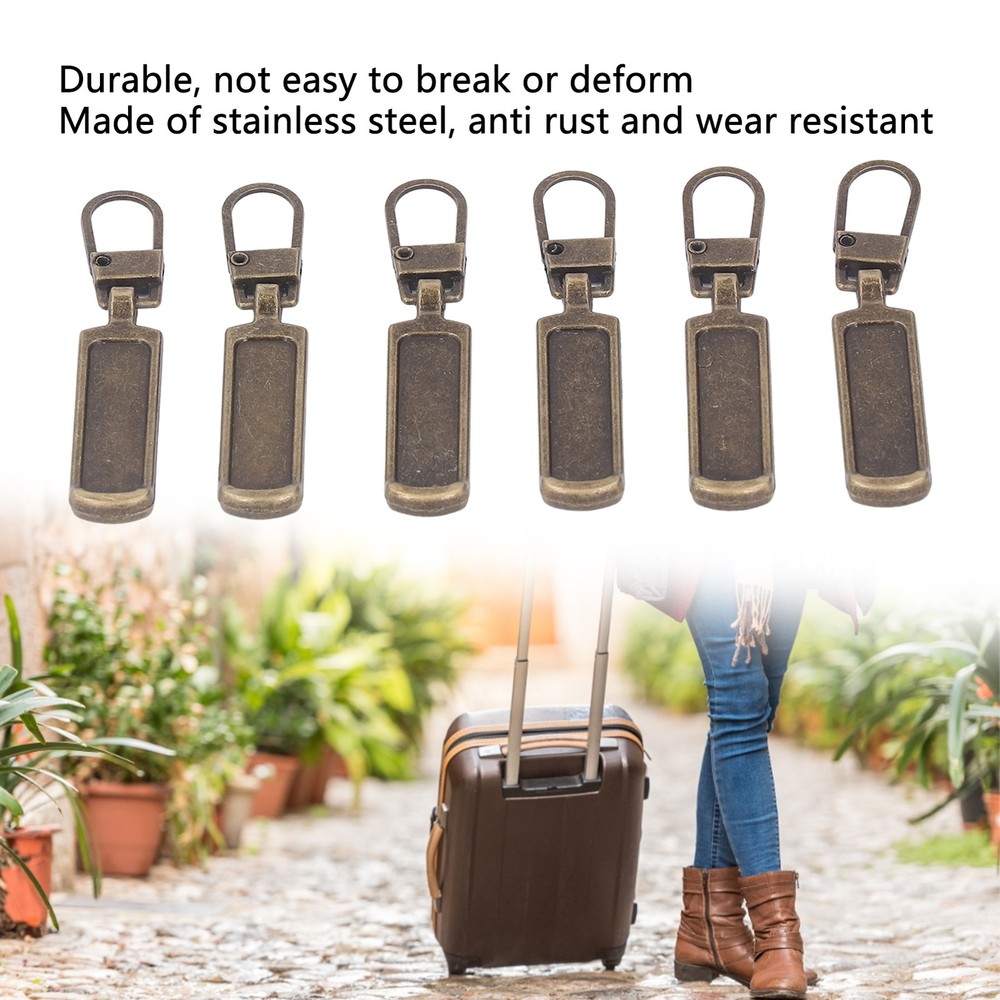§ Bronze 6Pcs Zipper Pull Tab Rustproof Detachable Colred Zipper Pull