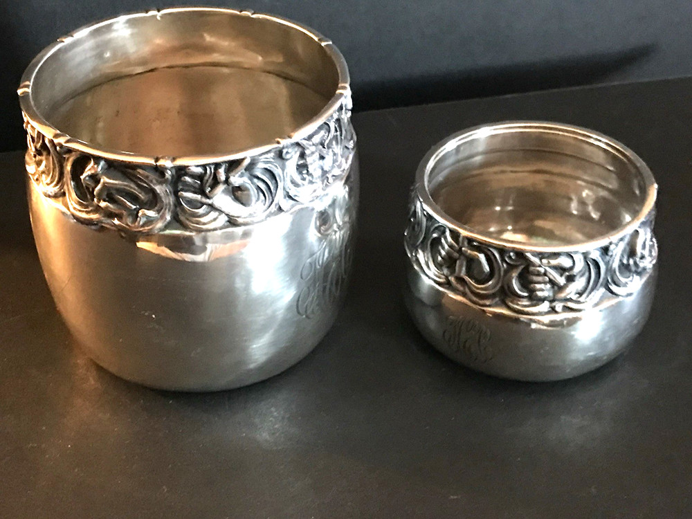 1915 Gorham Sterling Cigar Cups Embossed