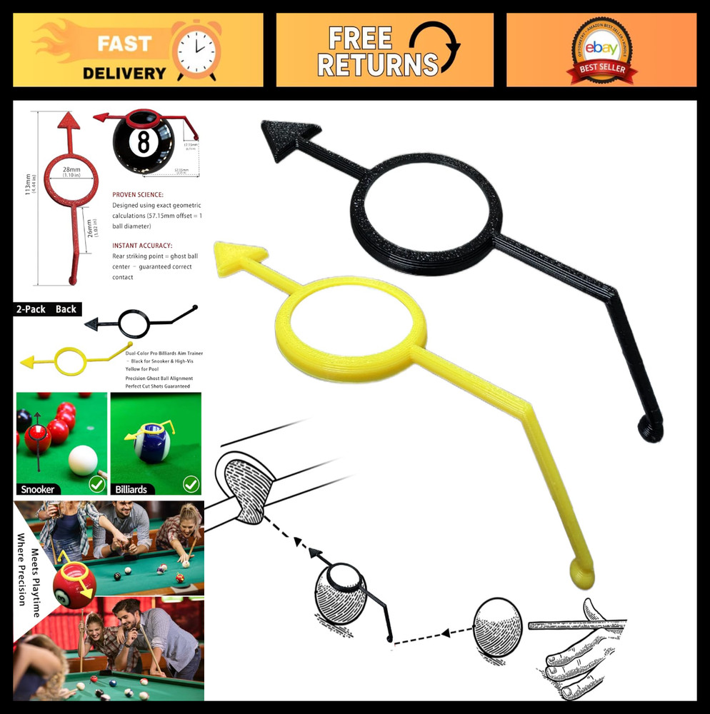 2-Pack Billiards Aiming Trainer | Pool Cue Accessories for Improved Accuracy