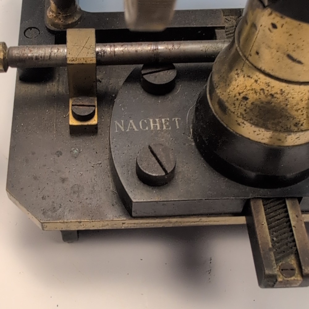 Antique Nachet Paris Large-Field Compound Microscope c1900 Mechanical Brass