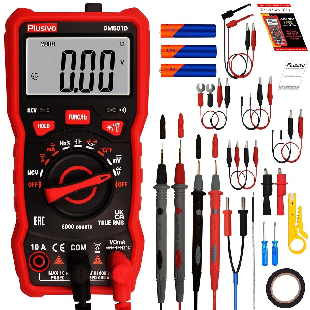 Multimeter 6000 Counts Digital Multimeter Auto Ranging TRMS AC DC Voltmeter Ohm