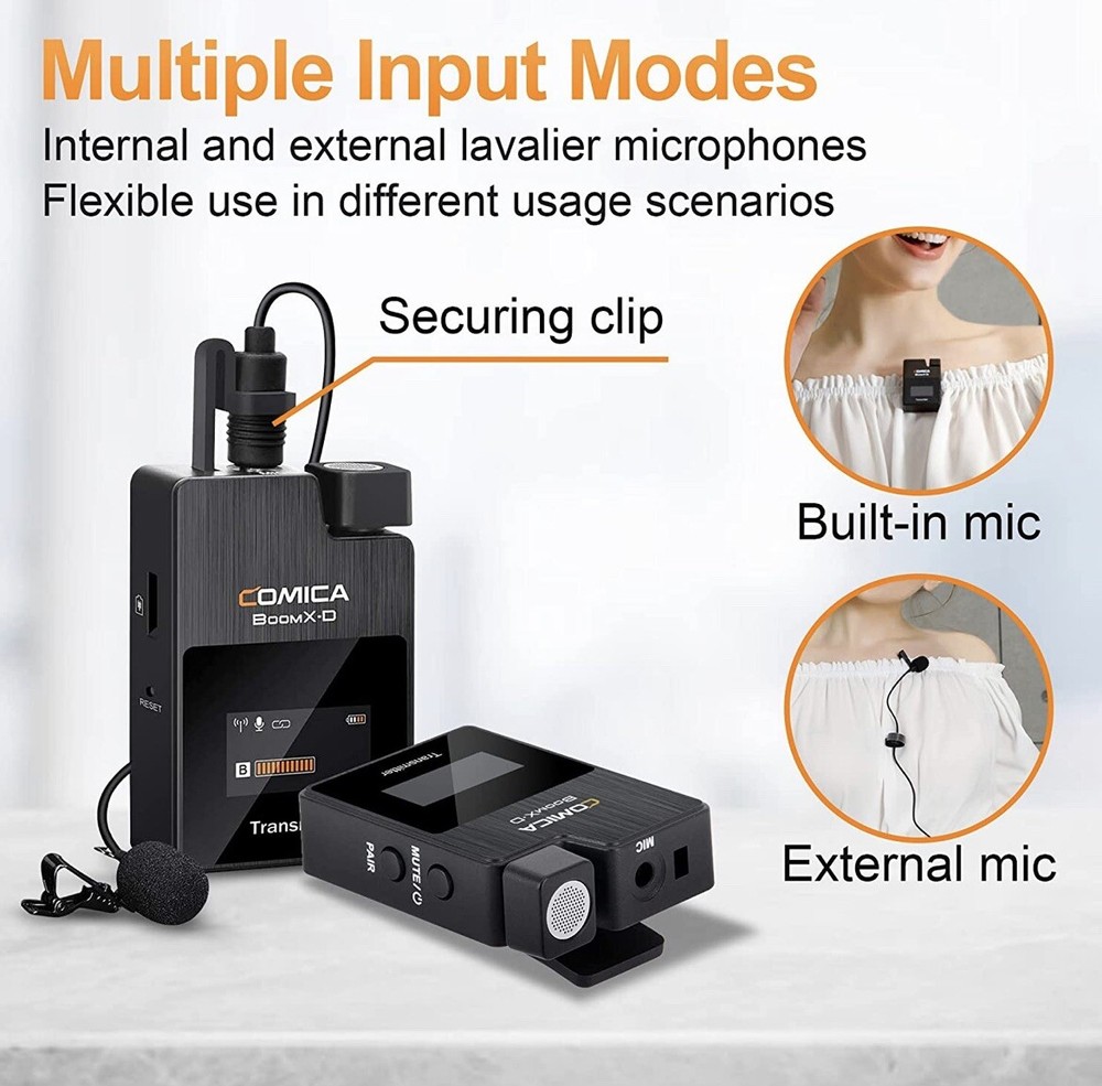 Wireless Lapel Microphone set for iPhone Comica MI2 2.4G For interviews podcast