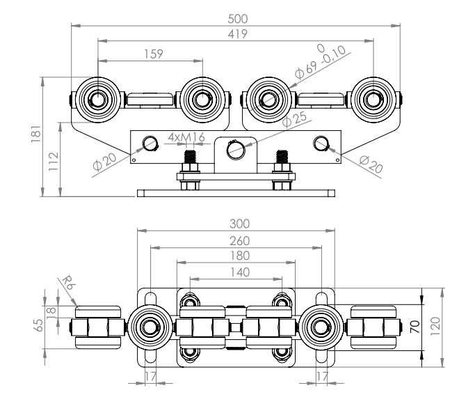 Trolley roller sliding gate door hall gate roller door profile dimensions 80 ...