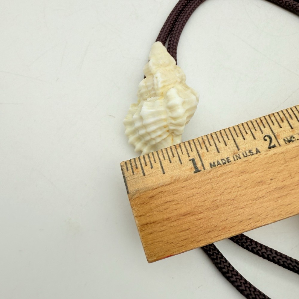 Seashell Brown Rope Bolo Tie with Silvertone Tips