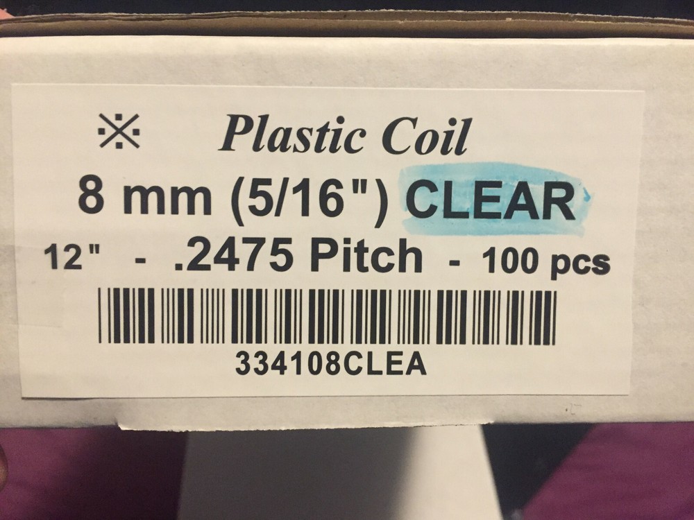 Spiral Plastic coils 8mm Clear