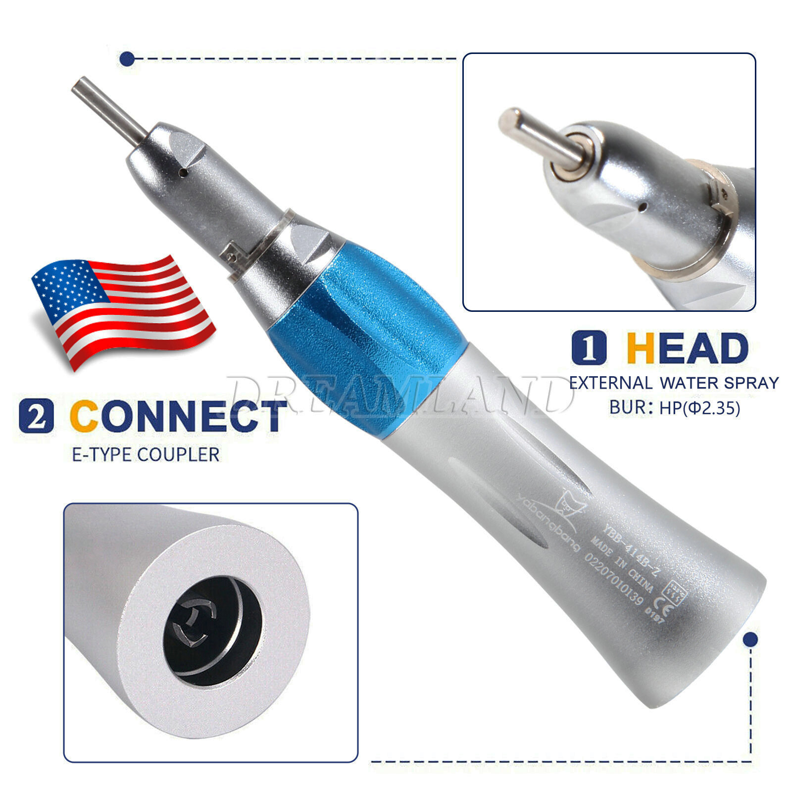 SEASKY Dental Slow Low Speed Straight Handpiece Nose Cone E-type HP