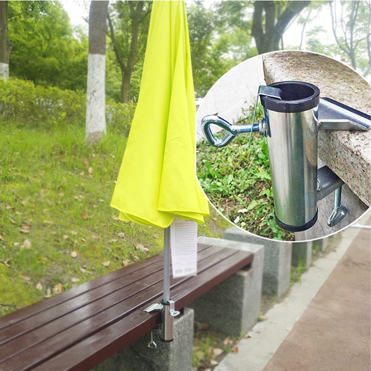 Upgrade Umbrella Clamp Stand Holder Heavy Duty Bench Buddy Patio Umbrella Fix...