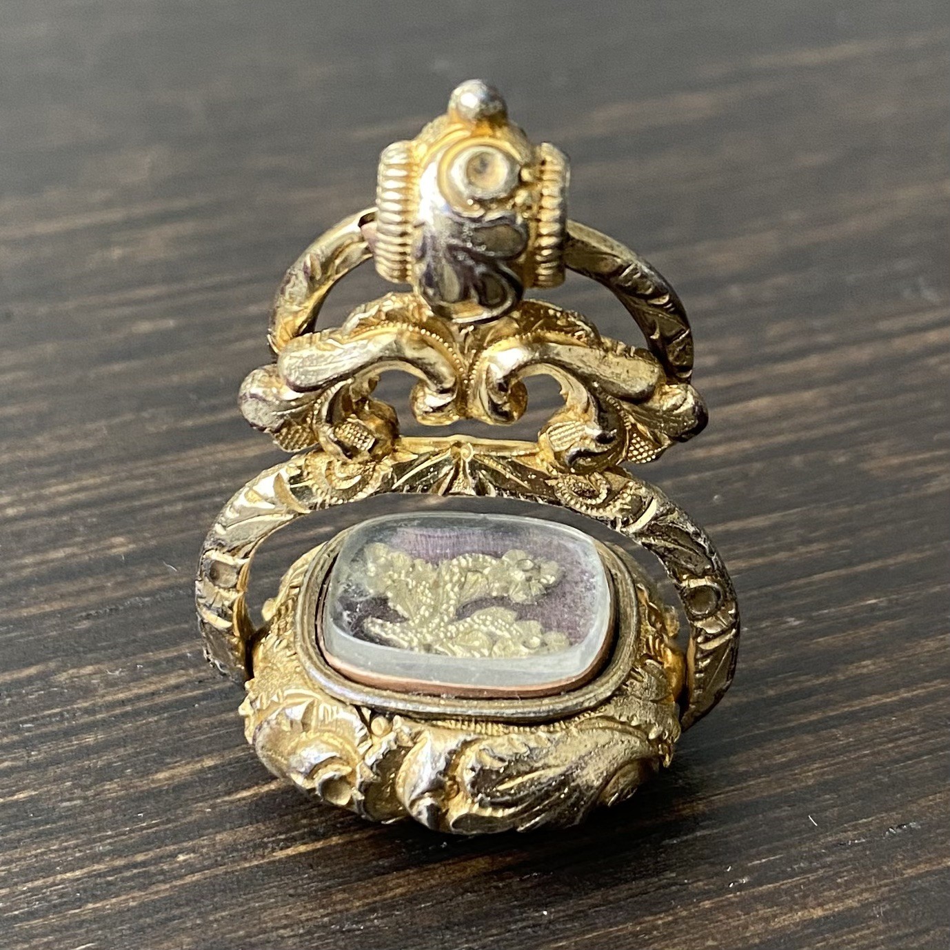 Antique Georgian or Victorian Large Double Sided Gold Tone Watch Fob