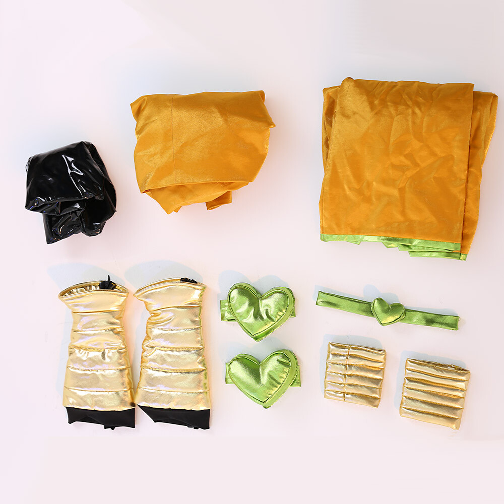 Unisex Full Set Yellow and Black Dio Cosplay Costume with Headdress and Bracers