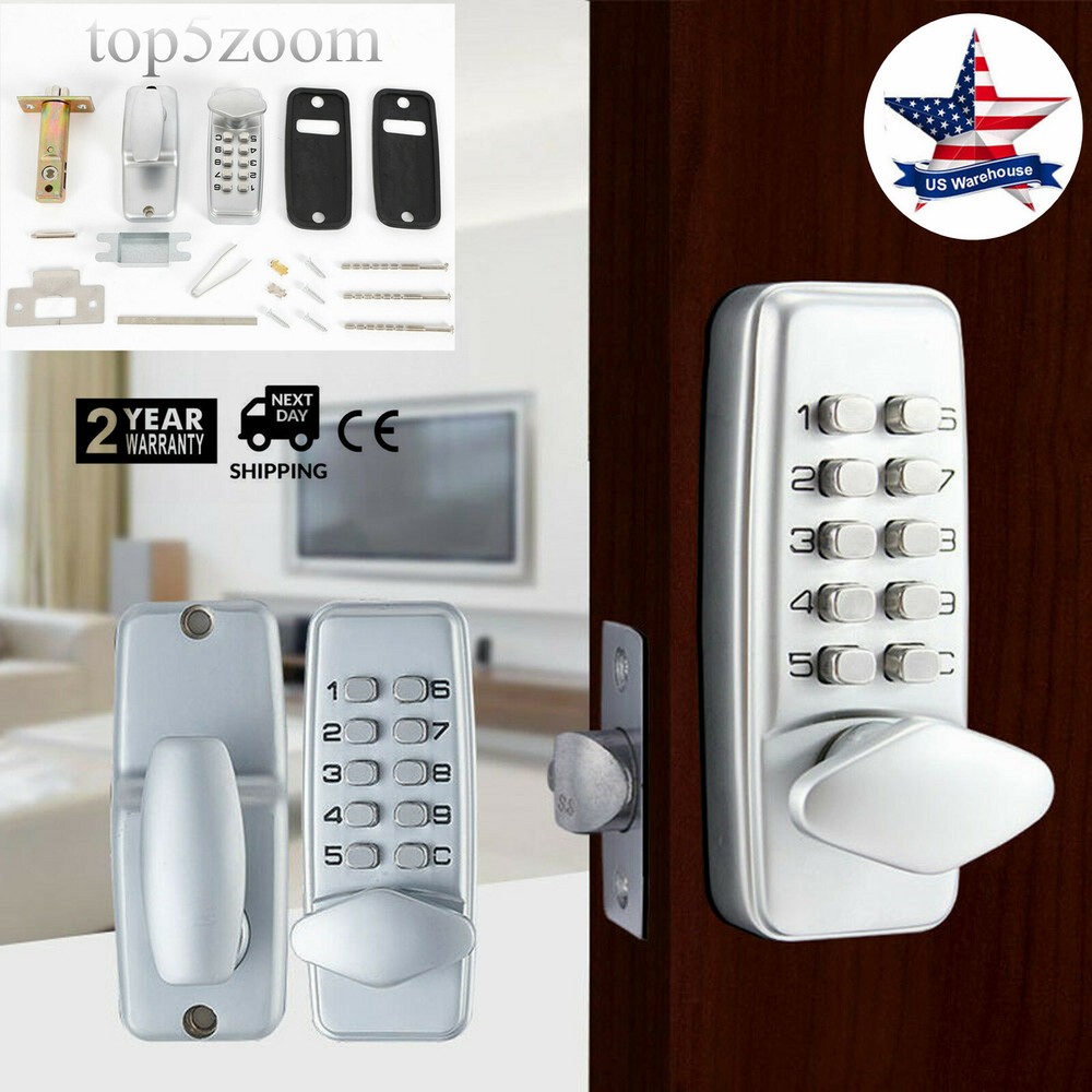Digital Mechanical Door Lock Code Push Button Keyless Combination Knob Lock Set