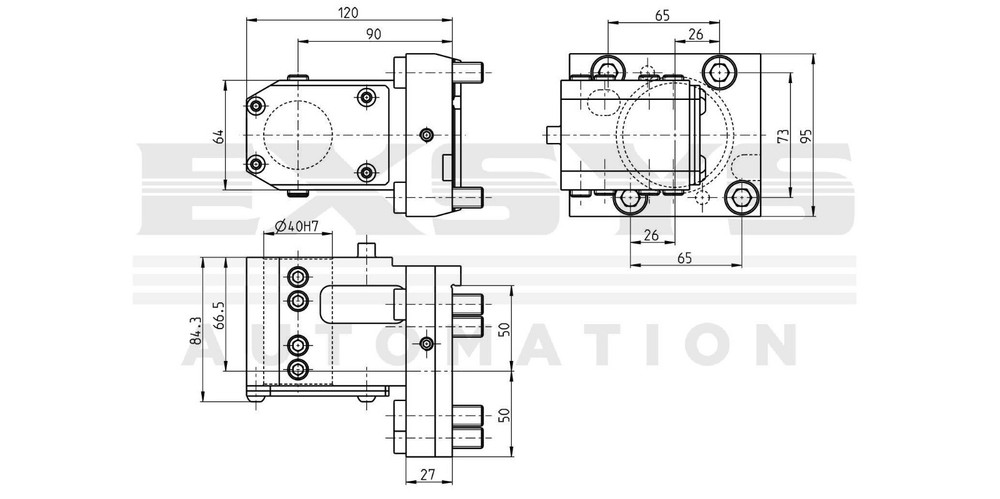 Boring bar holder, angular, left/right hand cylindrical chuck Ø40, 7.073.326
