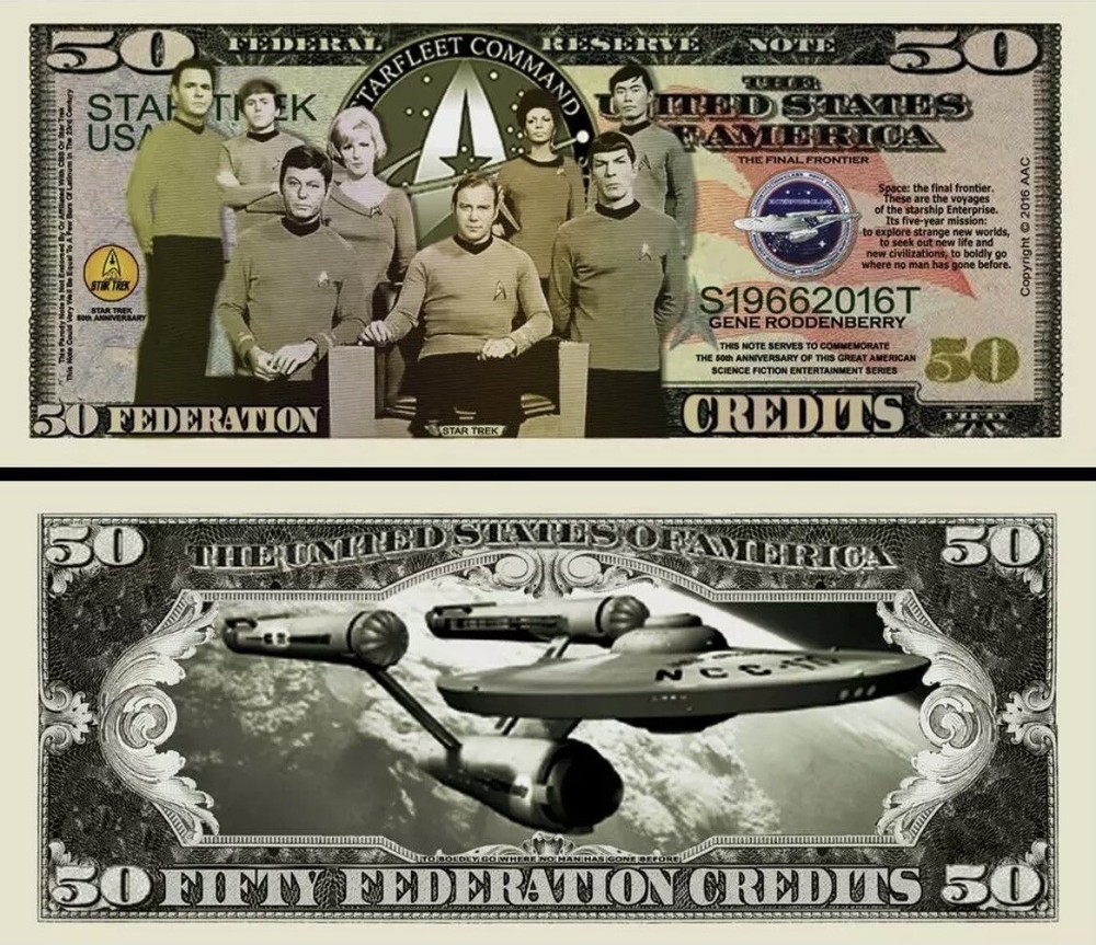 100 Pack Star Trek Federation Collectible Money Novelty Credit Dollar Bills