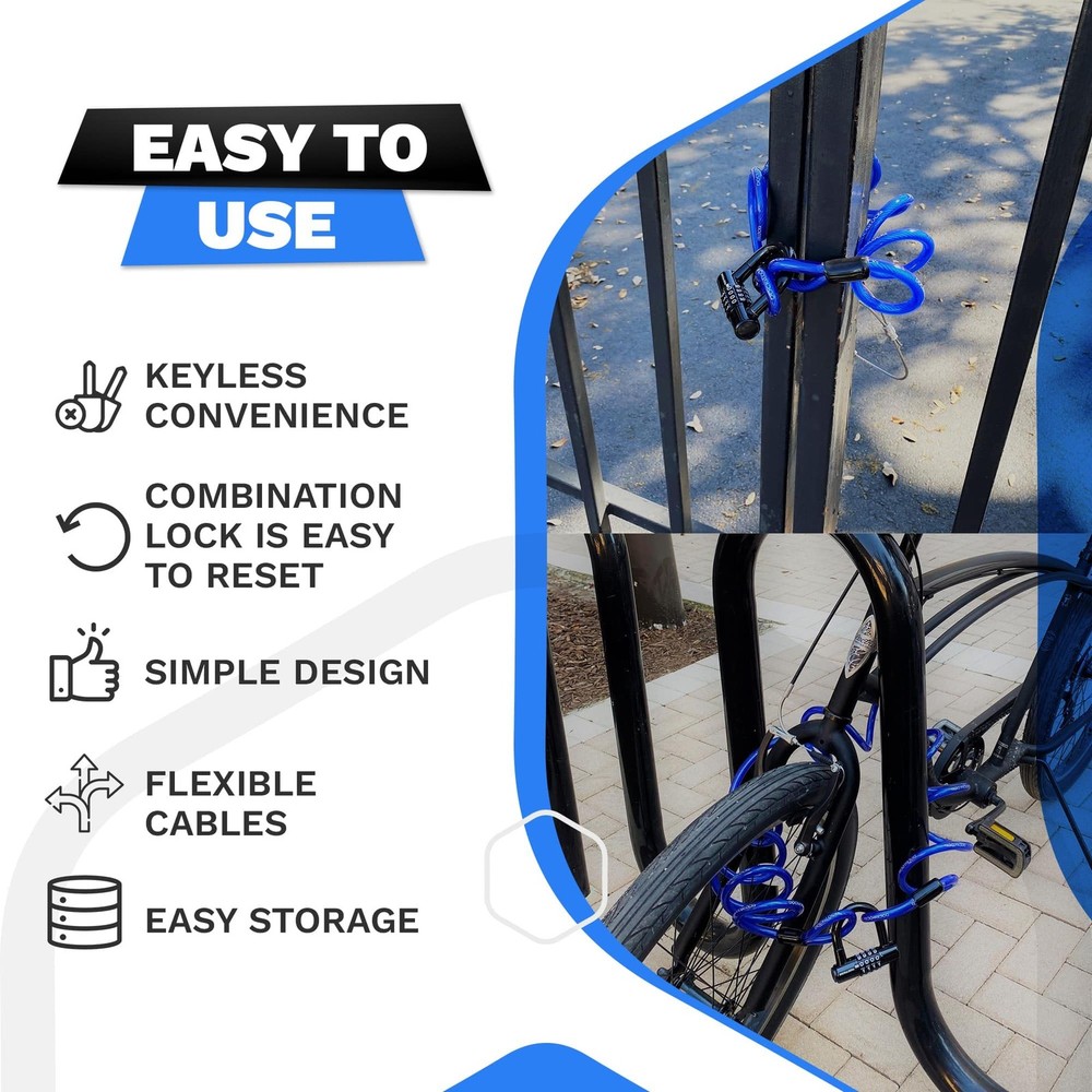 DocksLocks Security Cable Lock Set (5ft to 25ft Lengths) – 10ft, Blue